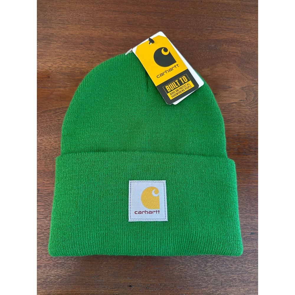 NWT Carhartt A18 Knit Cuffed Beanie Hat Kelly Green Watch Cap OSFM Mens Womens